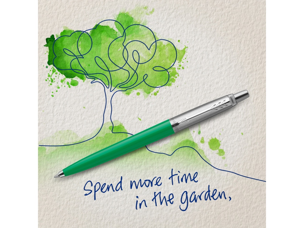 Шариковая ручка Parker Jotter, цвет GREEN, цвет чернил синий, толщина линии M , в подарочной коробке — изображение 6