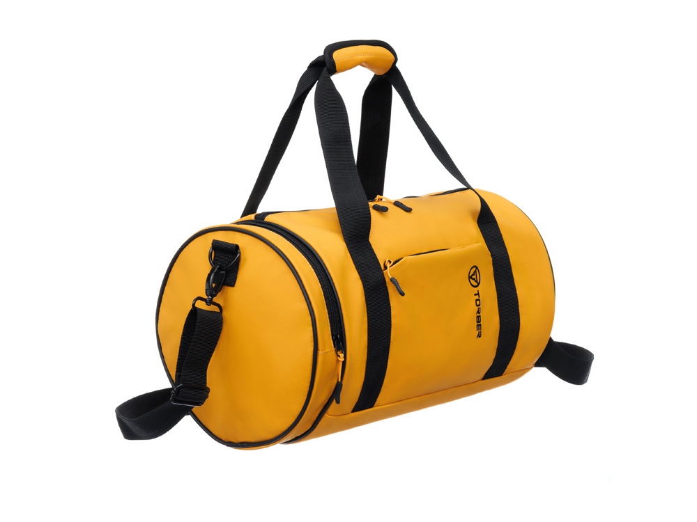 Сумка спортивная TORBER MOBI, желтая, полиэстер 900D с PU покрытием, 45 х 25 х 25 см — изображение 2