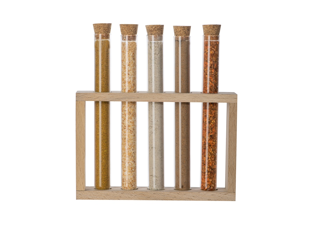 Набор Delish из пяти специй в подставке из бука — изображение 2