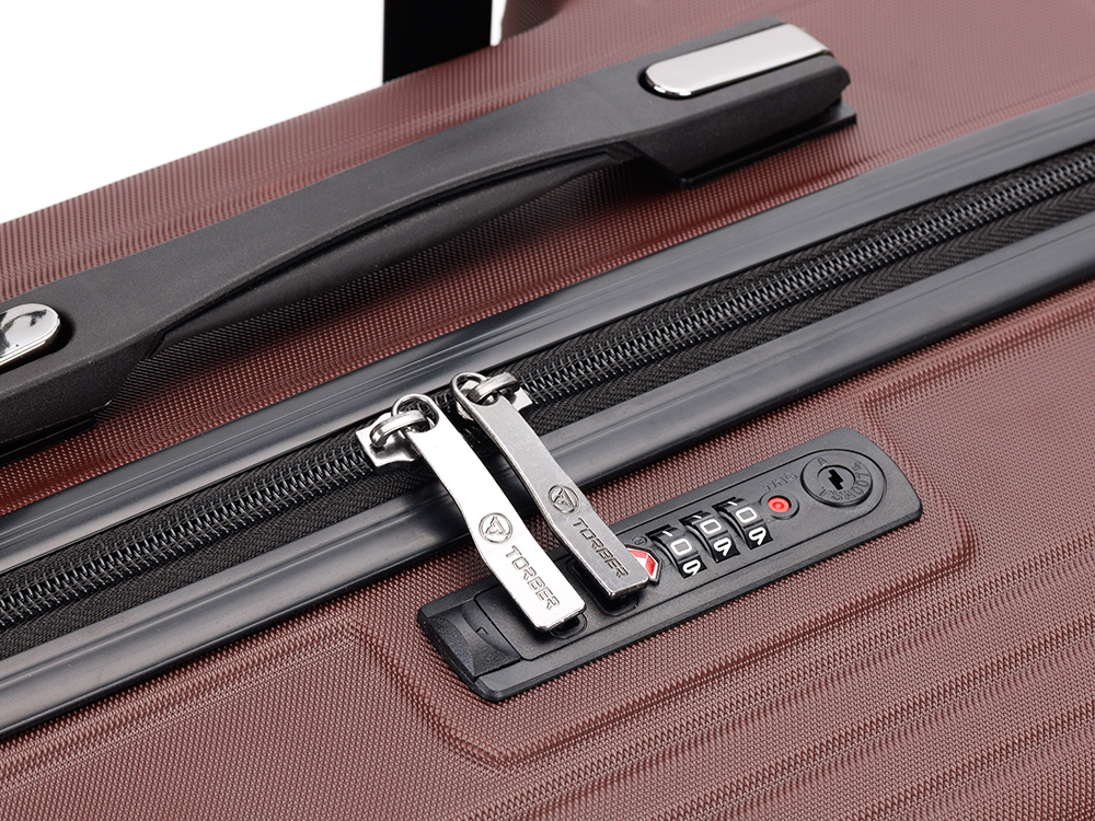 Чемодан TORBER Onego, бордовый, ABS-пластик, 69,5 х 46 х 26 см, 69 л — изображение 8