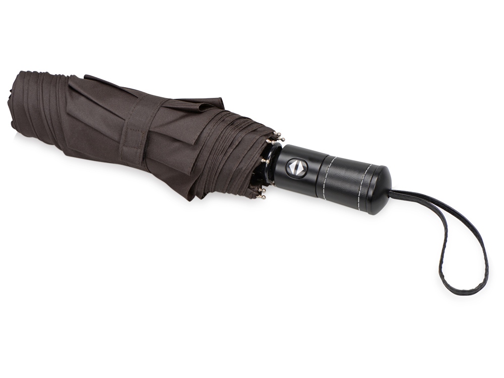 Зонт складной Ontario, автоматический, 3 сложения, с чехлом, коричневый — изображение 3