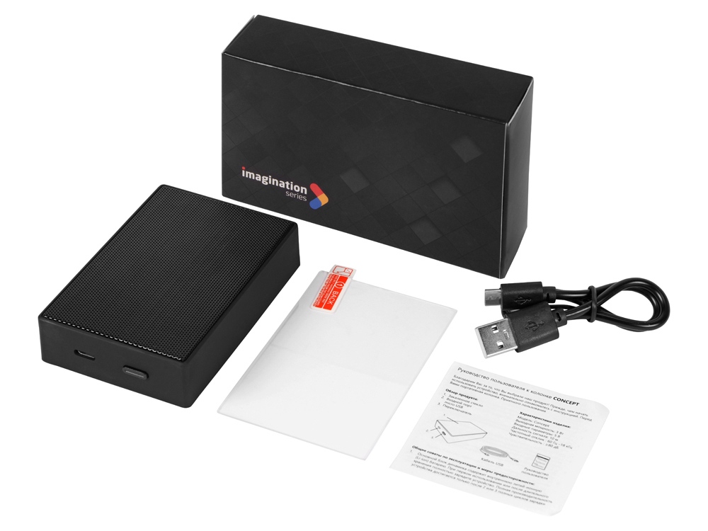 Портативная колонка Concept с полноцетной печатью, черный — изображение 3