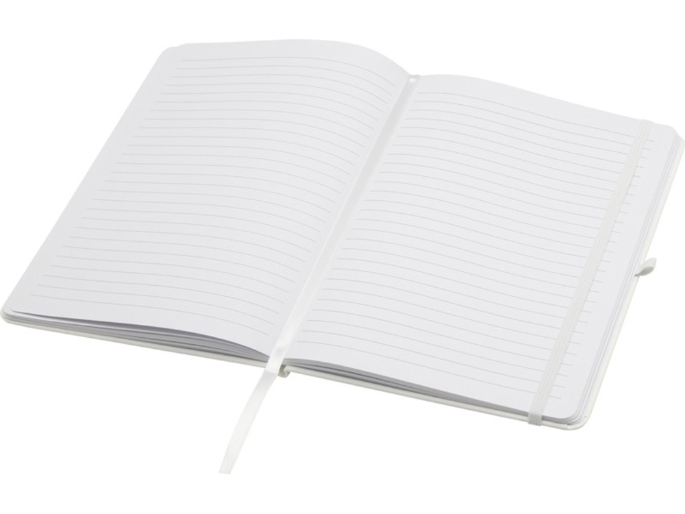 Teak блокнот А5 из переработан. материала в твердой обложке с линован. страницами - Белый — изображение 4