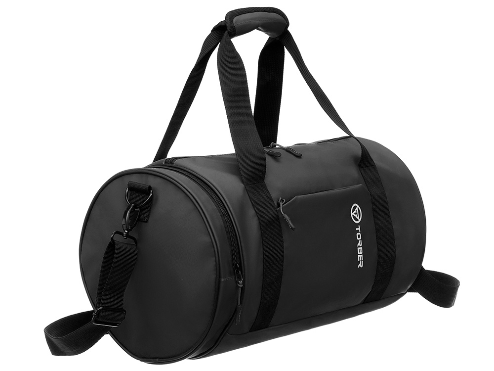 Сумка спортивная TORBER Mobi, чёрный, полиэстер 900D с PU покрытием, 45 х 25 х 25 см — изображение 2