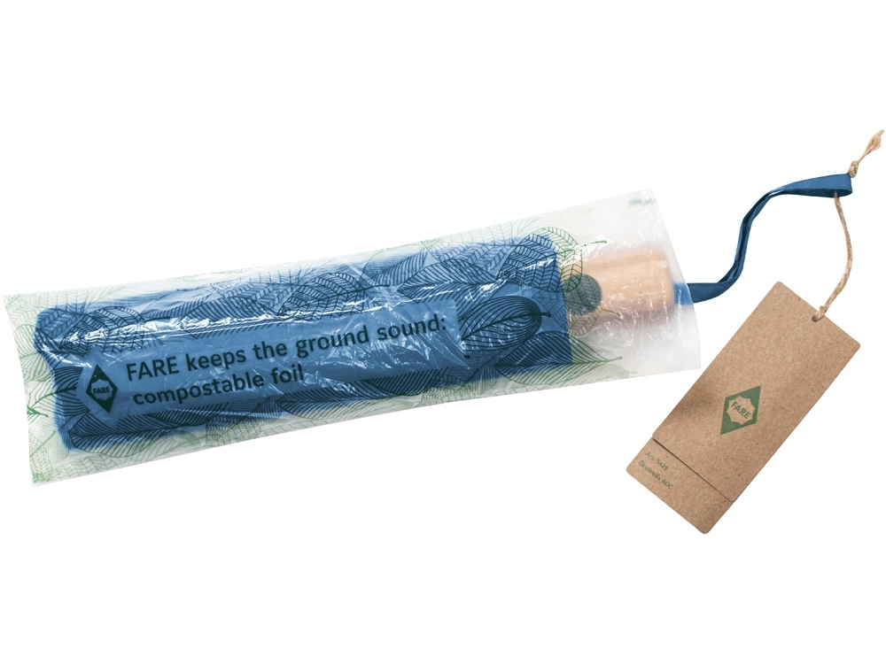 Зонт складной 5429 ÖkoBrella из бамбука, полуавтомат, navy — изображение 5