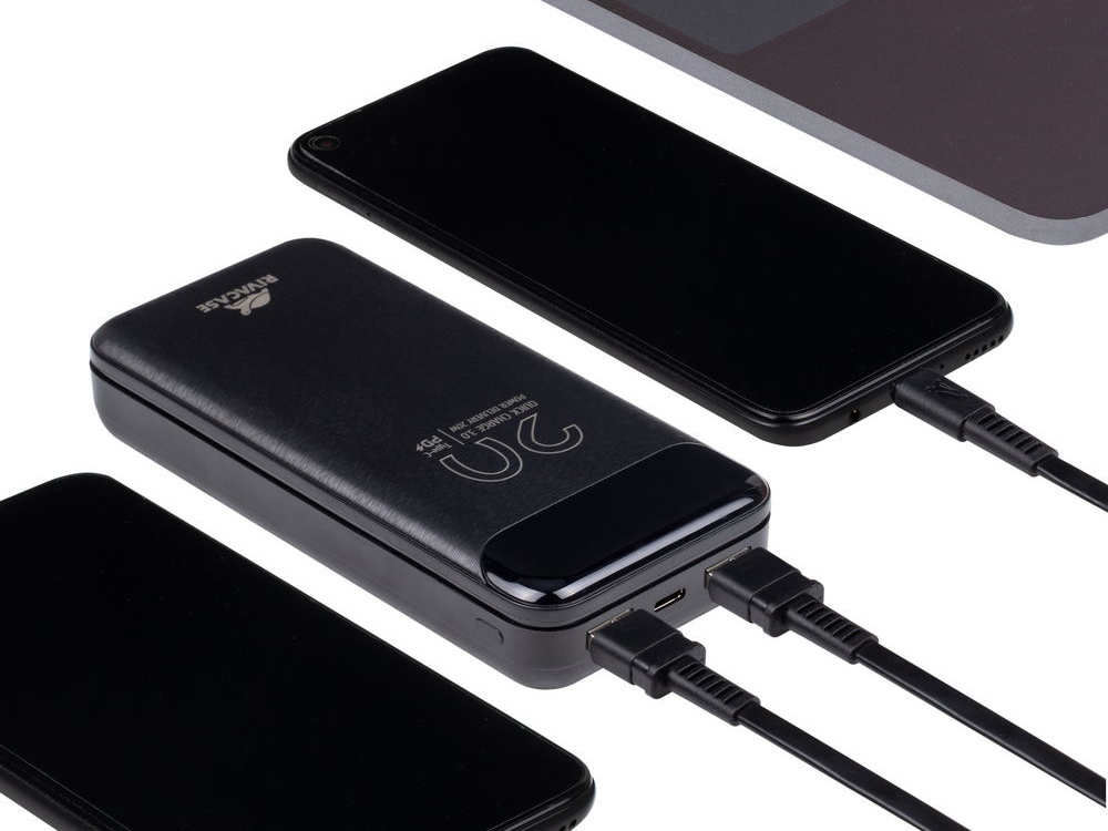 RIVACASE VA2582 (20 000mAh), QC/PD 22.5W внешний аккумулятор с дисплеем, черный /24 — изображение 13