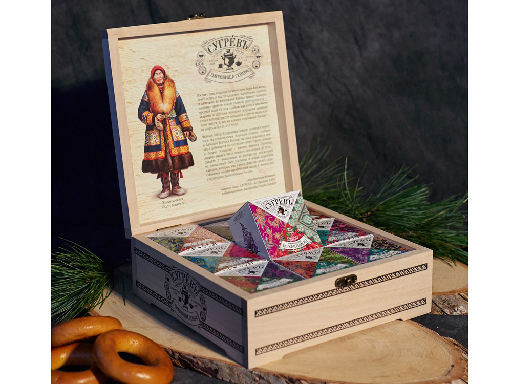 Подарочный набор c чаем Сокровища Севера в деревянной шкатулке без лого — изображение 3