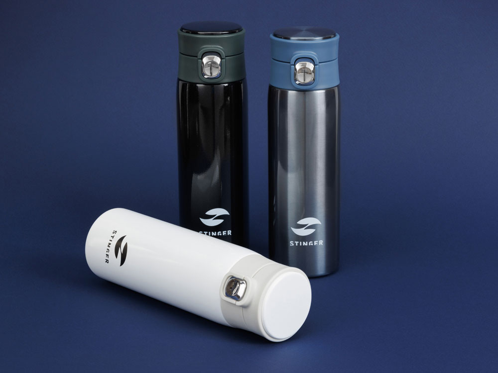 Термокружка Stinger, 0,42 л, сталь/пластик/силикон, белый, 6,5 x 7,5 x 21,9 см — изображение 10