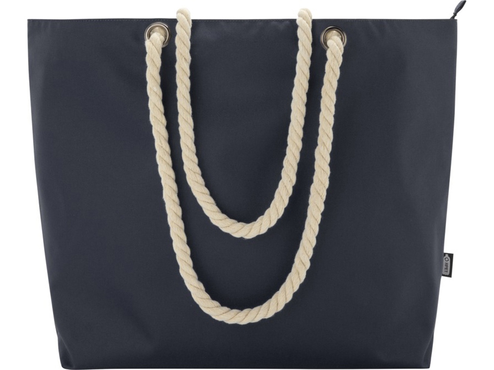 Panama пляжная эко-сумка-холодильник из переработанного материала, с ручками-шнурками 23L, синий navy — изображение 2