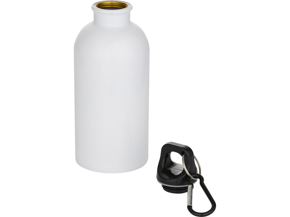 Одностенная бутылка для воды с карабином Oregon, изготовленная из нержавеющей стали, сертифицированной по стандарту RCS, объемом 400 мл - Белый — изображение 3