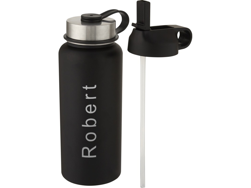 Supra медная спортивная бутылка объемом 1 л с вакуумной изоляцией и 2 крышками, черный — изображение 5