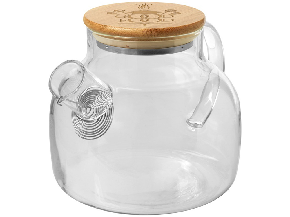 Чайник Zen с ситечком и бамбуковой крышкой - Прозрачный — изображение 3