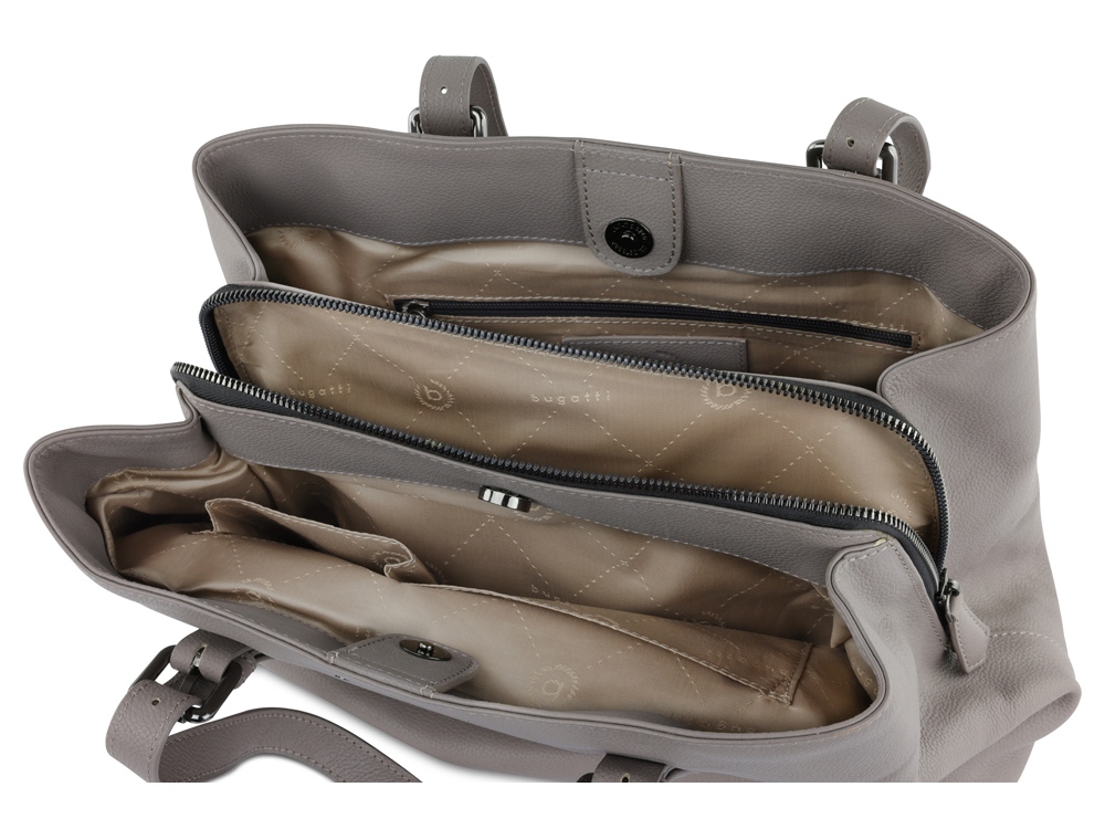 Сумка женская BUGATTI Bella, бежевая, воловья кожа/полиэстер, 33х14х25 см — изображение 6