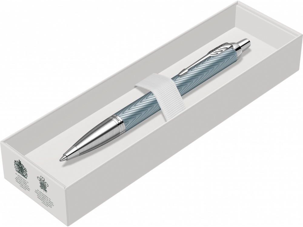 Шариковая ручка Parker IM Premium K318 Blue Grey CT, стержень: M, цвет чернил: blue, в подарочной упаковке. — изображение 4