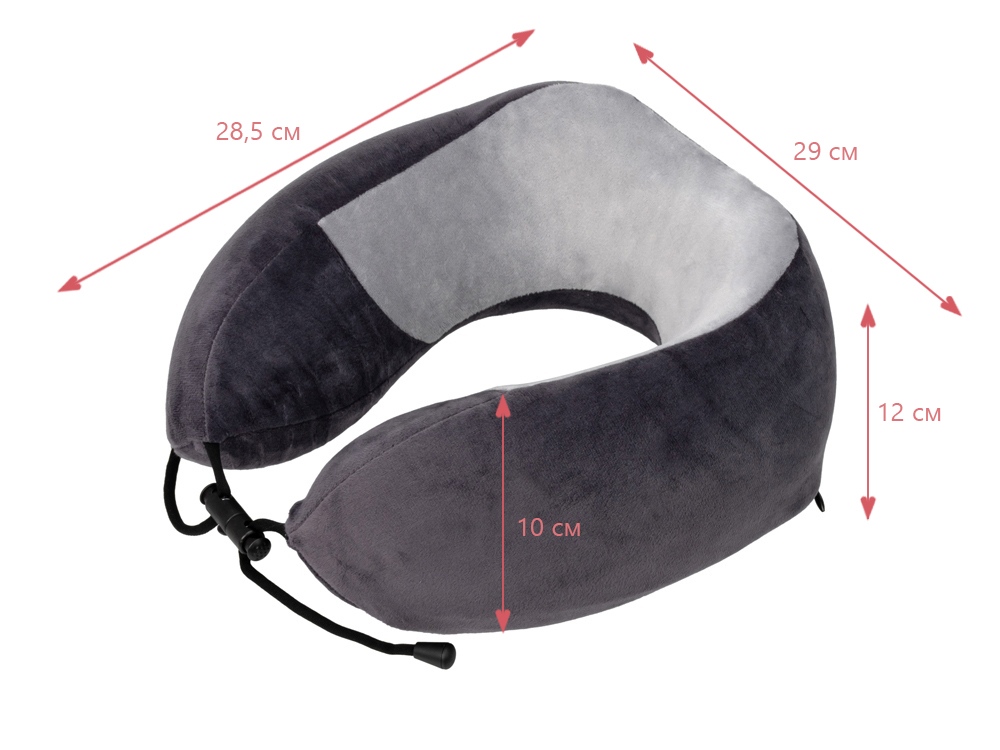 Подушка TORBER, дорожная, с эффектом памяти, тёмно-серая, полиэстер+спандекс — изображение 6