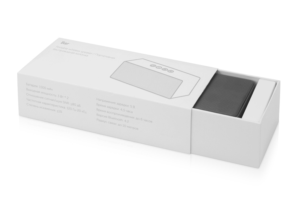 Портативная колонка Bar со стереодинамиками soft touch, серый — изображение 7