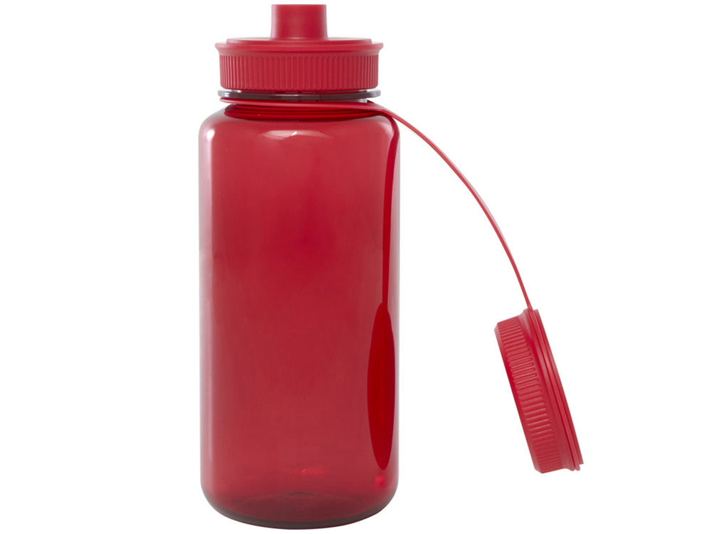 Спортивная бутылка Ryder из переработанного ПЭТ-пластика объемом 900 мл с многофункциональной крышкой, сертифицированная RCS - Красный — изображение 4