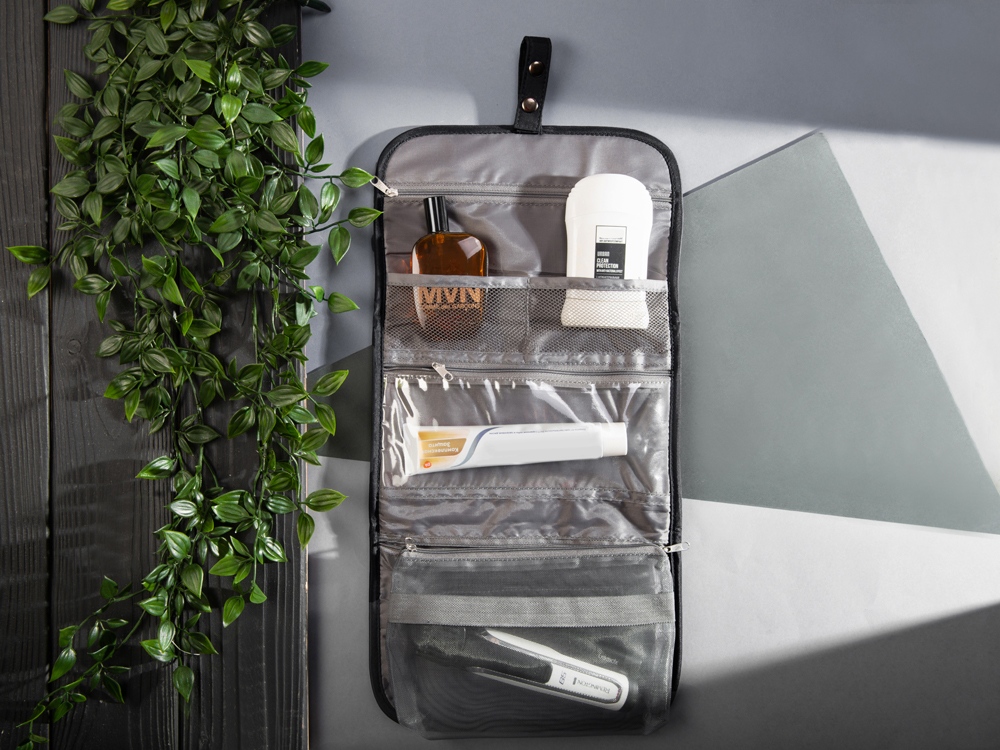 Несессер для путешествий со съемной косметичкой Flat, черный — изображение 12