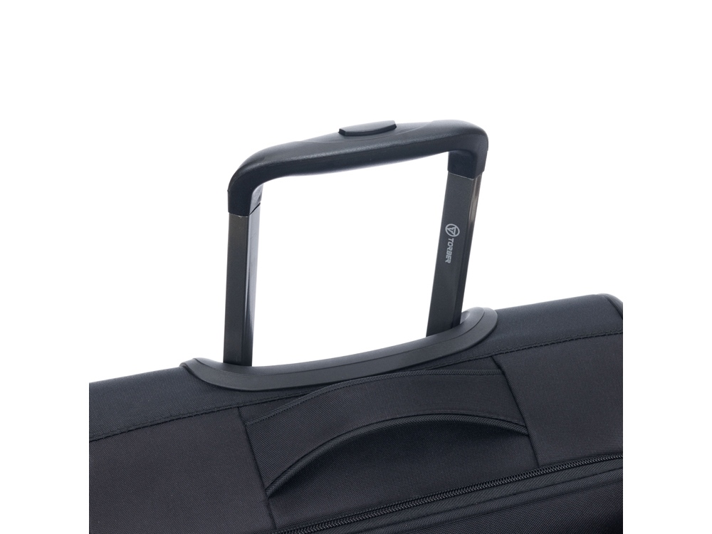 Чемодан TORBER Brosno, чёрный, нейлон 600D, 43,5 х 19 х 68 см, 56 л — изображение 6