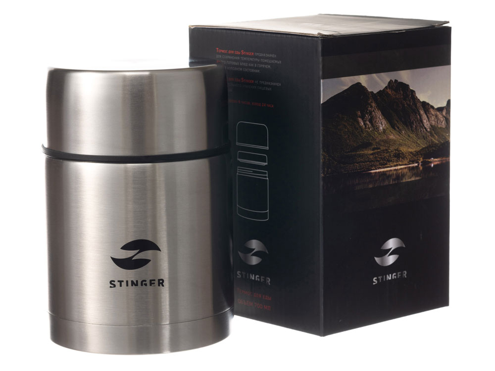 Термос ланч-бокс Stinger, 0,7 л, широкий, нержавеющая сталь, серебристый, 10,8 x 10,8 x 15,9 см — изображение 3
