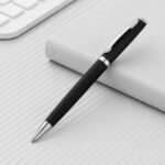 Ручка металлическая шариковая Flow soft-touch, черный/серебристый