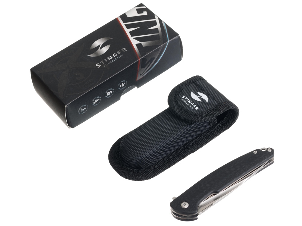 Нож складной Stinger, 106 мм, (серебристый), материал рукояти: сталь D2, стеклотекстолит G10 — изображение 5