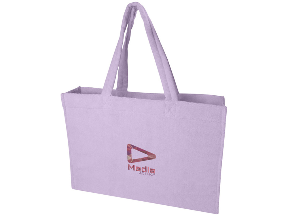 Пляжная эко-сумка Siam объемом 13 л из переработанной махровой ткани, сертифицированной GRS - Lilac — изображение 4