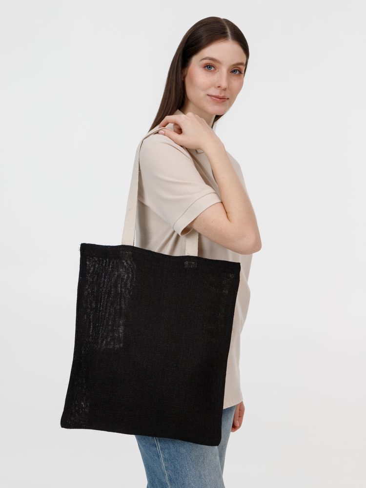 Холщовая сумка на плечо Juhu, черная — изображение 6