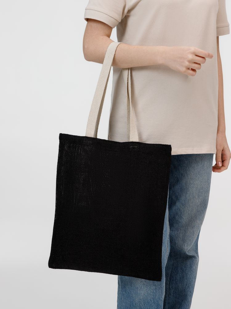 Холщовая сумка на плечо Juhu, черная — изображение 8