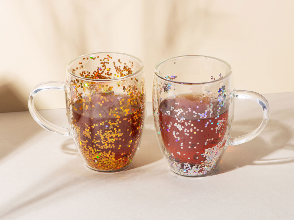 Кружка с двойными стенками с блестками, 360 мл, серебристый — изображение 7