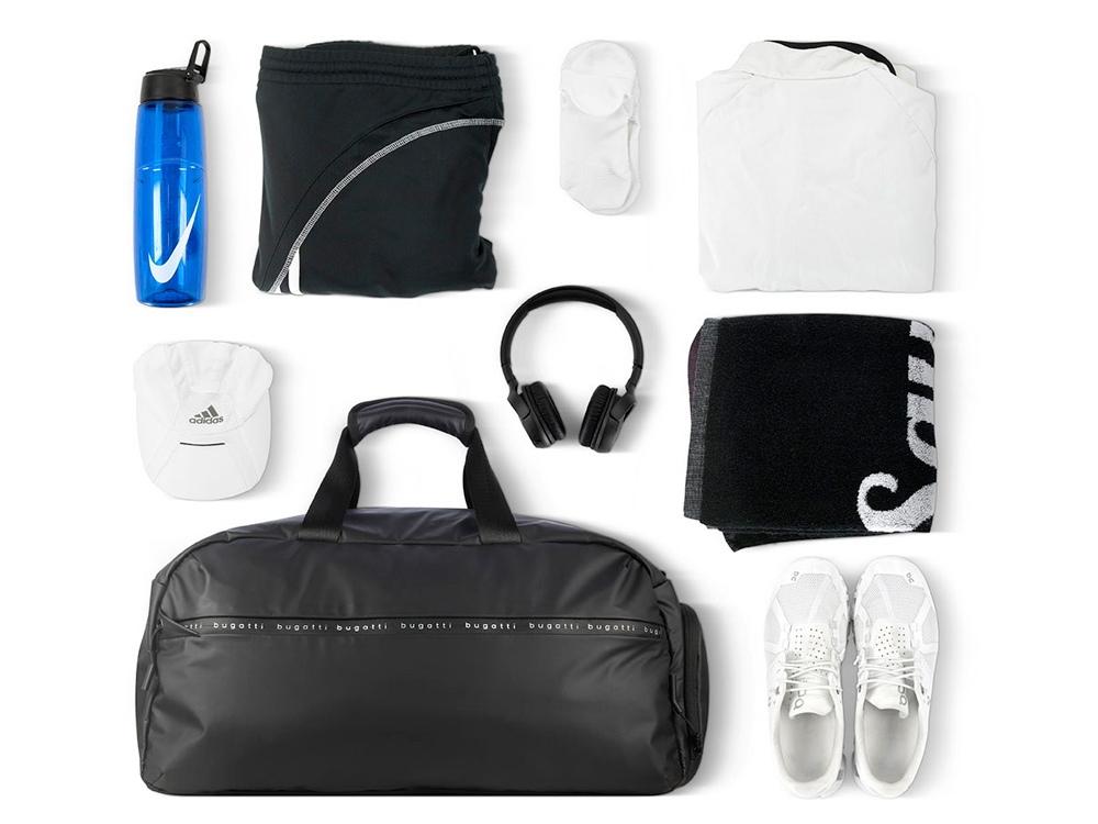 Сумка спортивная BUGATTI Blanc, чёрная, тарпаулин/полиэстер, 52х26х27,5 см — изображение 9