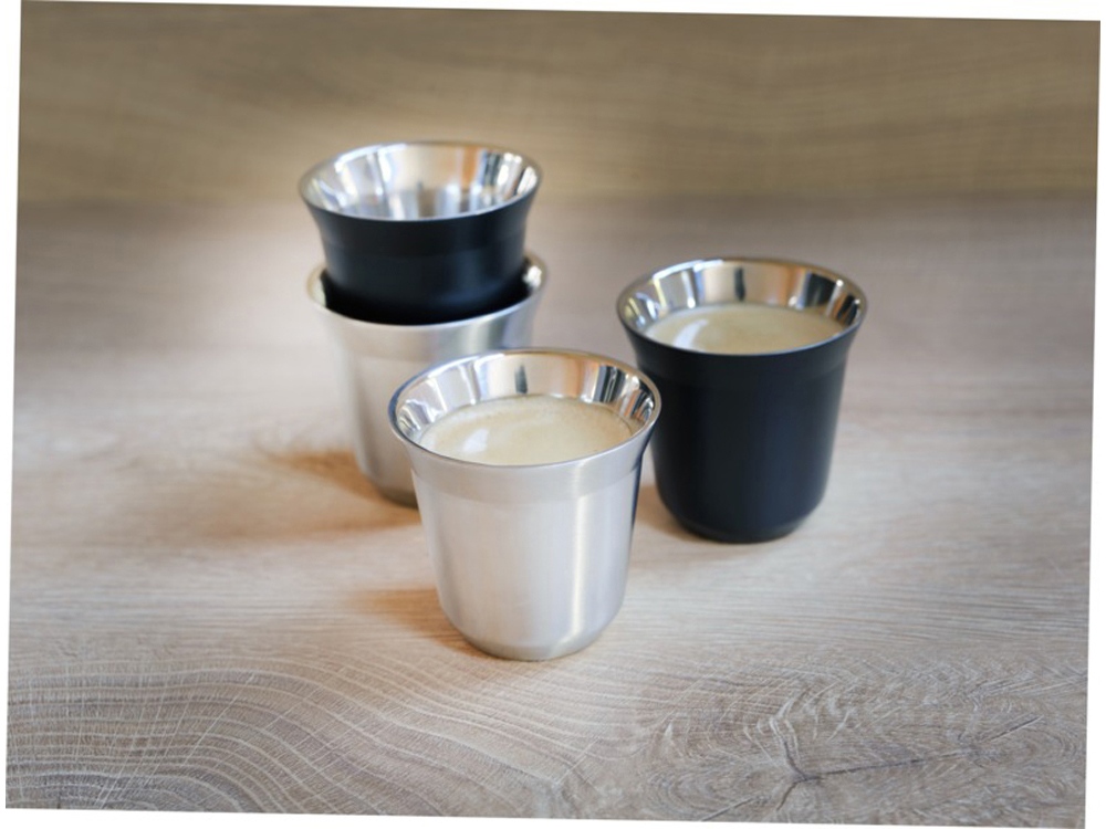 Duo набор чашек для эспрессо из нержавеющей стали, сертифицированный согласно RCS, 80 мл - Серебряный — изображение 3
