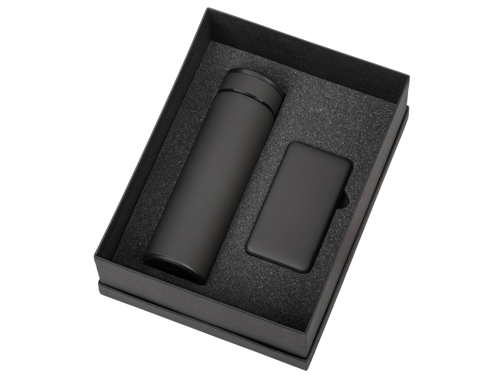 Подарочный набор с термосом и повербанком С2, черный — изображение 2