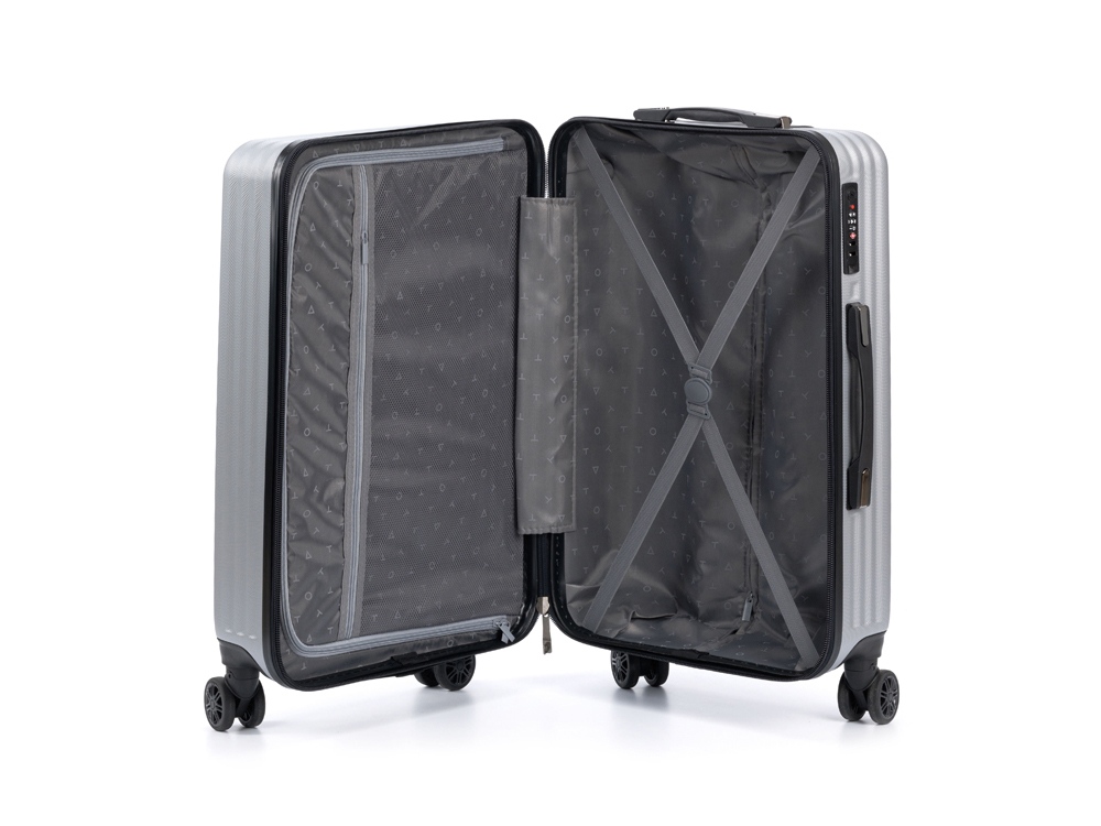 Чемодан TORBER Lama, серебристый, ABS-пластик, 43 х 25,5 х 67 см, 62 л — изображение 4