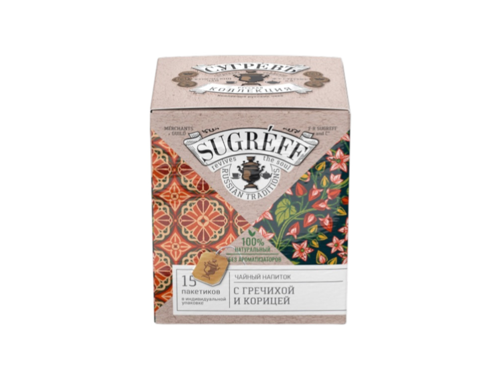 Чайный напиток с гречихой и корицей в индивидуальном саше конверте, 15 пакетиков — изображение 2