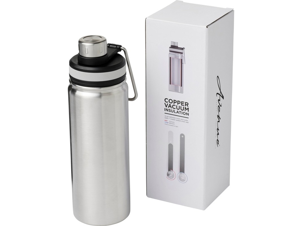 Спортивная бутылка Gessi объемом 590 мл с медной вакуумной изоляцией, серебристый