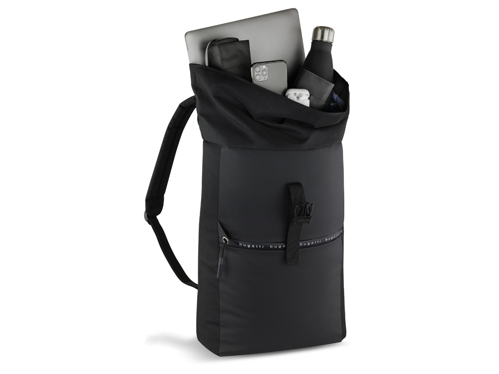 Рюкзак BUGATTI Blanc Delight, чёрный, нейлон RPET600D/тарпаулин/полиэстер, 41х13х46 см, 15 л — изображение 3
