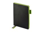 Ежедневник А5 датированный Boston 2026, черный с салатовым обрезом