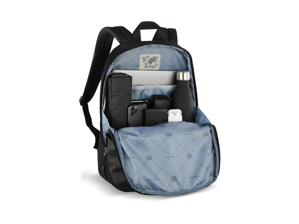 Рюкзак BUGATTI Blanc Delight, чёрный, нейлон RPET600D/тарпаулин/полиэстер, 32х15х45 см, 20 л — изображение 4