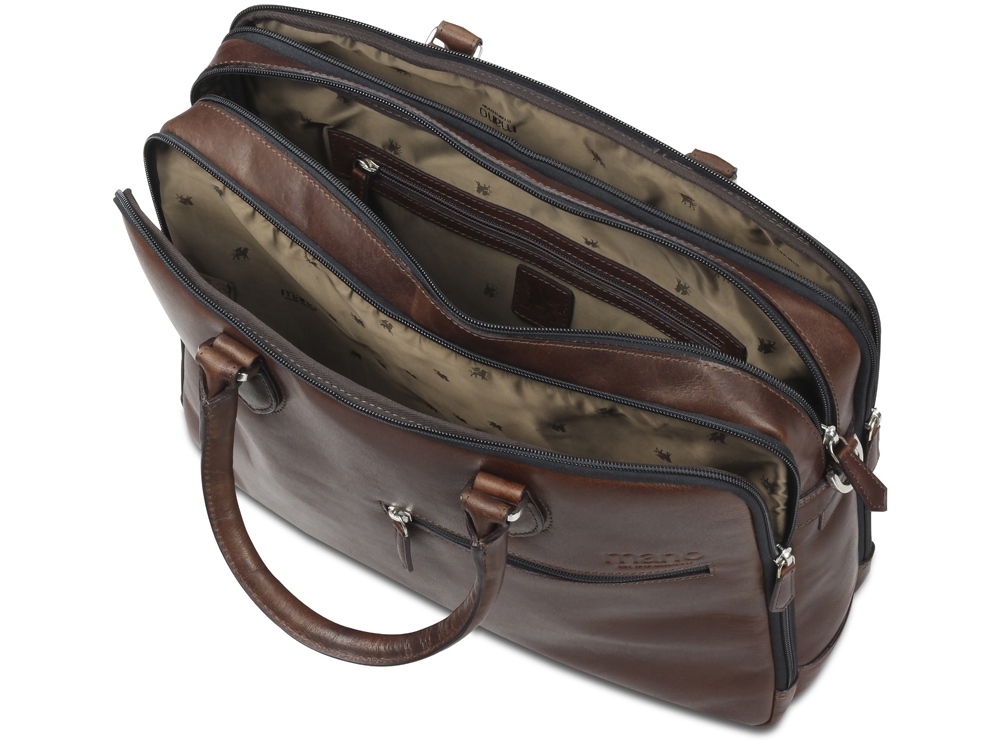 Сумка Mano Don Valentino, натуральная кожа в коричневом цвете, 41,5 х 31 х 10 см — изображение 6