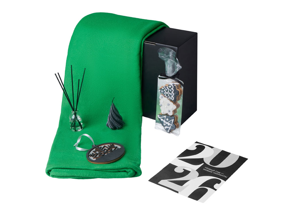 Подарочный набор с пледом, свечой и диффузором, зеленый — изображение 2