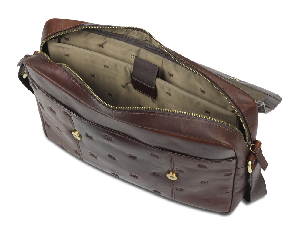 Сумка через плечо Mano Don Leon, натуральная кожа в коричневом цвете, 38 х 30 х 7 см — изображение 5