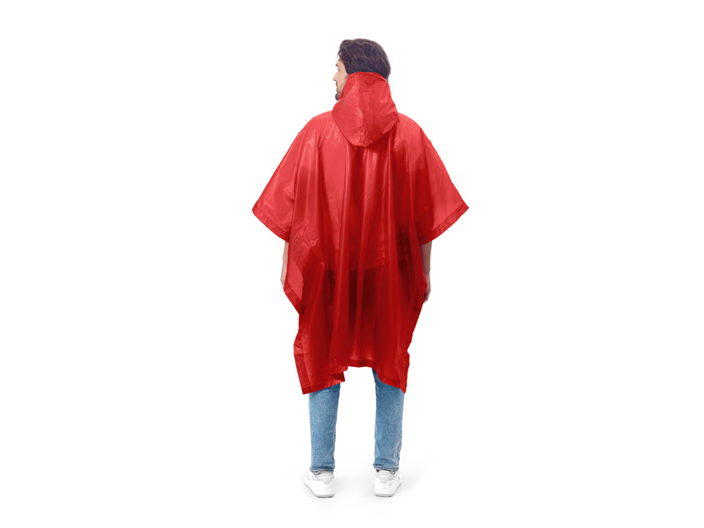 Пончо Hawaii c чехлом унисекс, красный — изображение 3