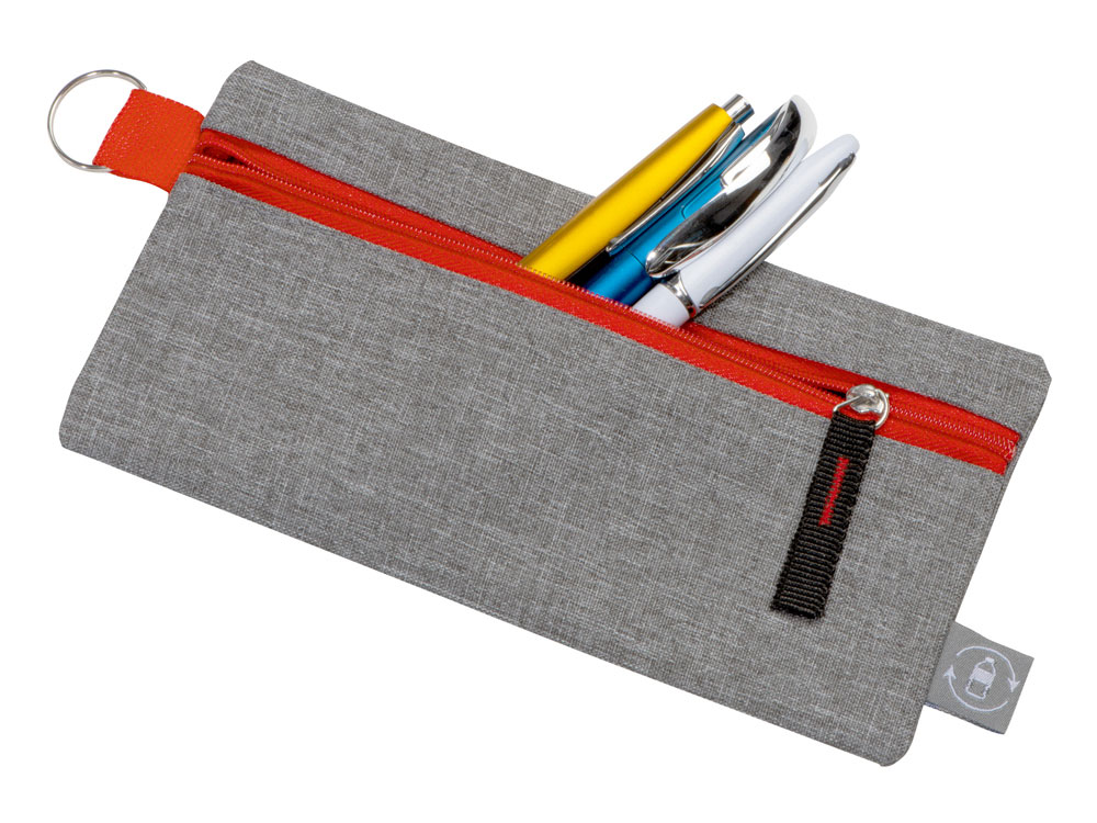 Универсальный пенал из переработанного полиэстера RPET Holder, серый/красный — изображение 2