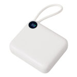 Внешний аккумулятор со встроенным кабелем Liri, QC/PD, 10000 мАч, теплый белый