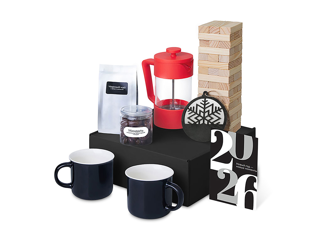 Подарочный набор c френчпрессом, кружками и чаем, красный — изображение 2