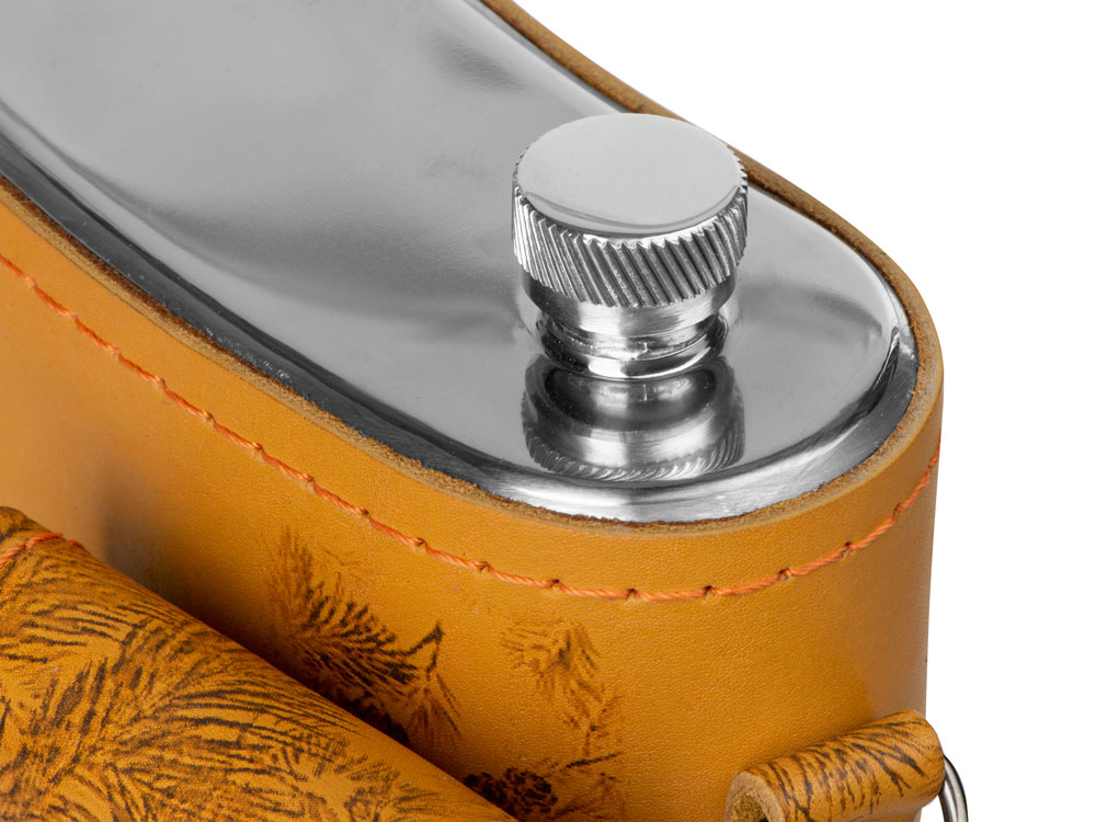 Набор Подарочный: фляга 511/2 (рыжая кожа), 2л+2 стаканчика+2 вилки — изображение 7