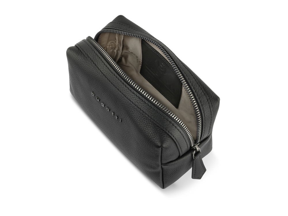 Косметичка BUGATTI Bella, чёрная, воловья кожа/полиэстер, 19х8,5х11 см — изображение 5