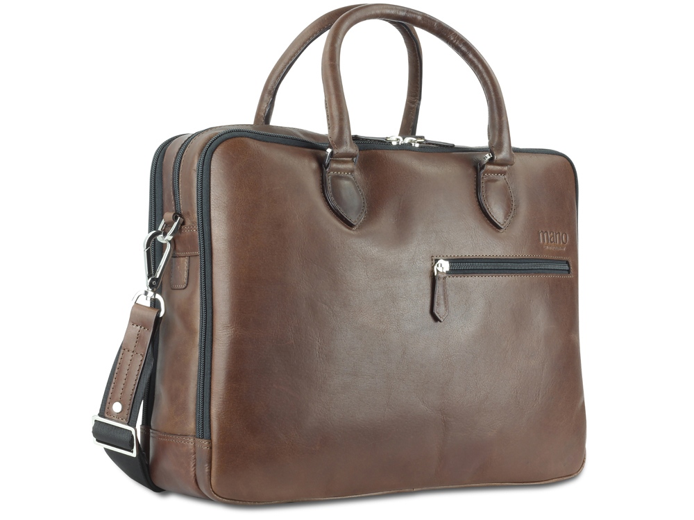 Сумка Mano Don Valentino, натуральная кожа в коричневом цвете, 41,5 х 31 х 10 см — изображение 3