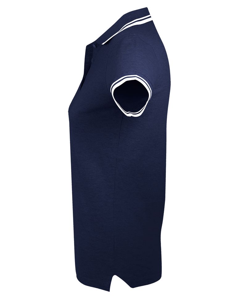Рубашка поло женская Pasadena Women 200 с контрастной отделкой, темно-синяя с белым — изображение 2
